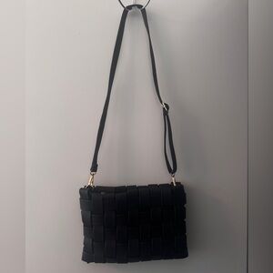 Anthropologie Black Crossbody Bag with Woven Design